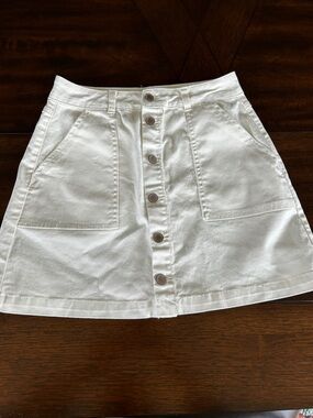 Copper Key White Button-Front Mini Skirt